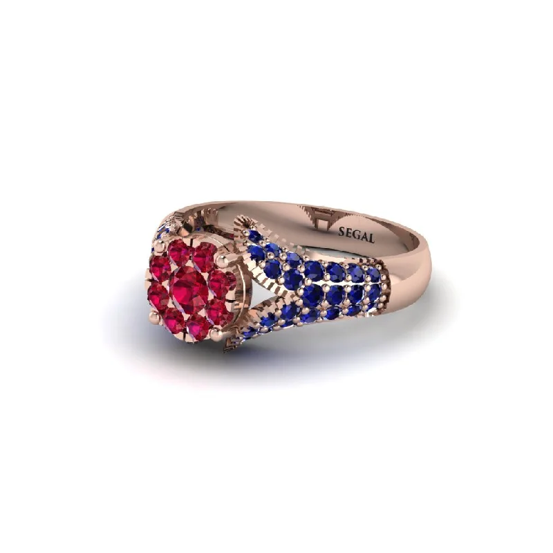 Women’s engagement rings with color-changing diamonds-Sapphire Floral Cluster Engagement Ring  - Penelope No. 71