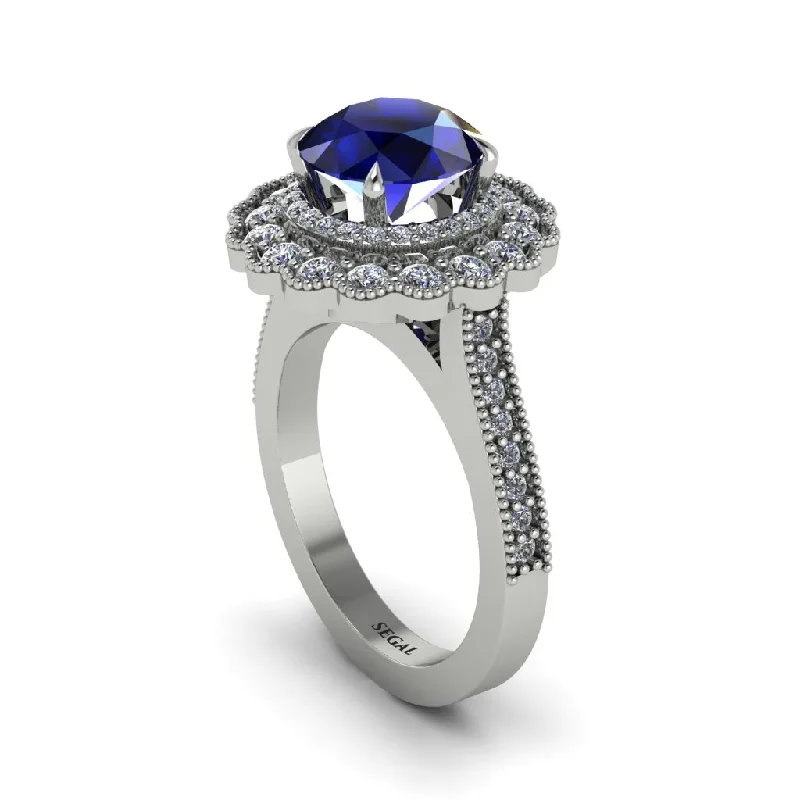 Women’s engagement rings with unique stones-Diamond Double Halo Cathedral Engagement Ring - Deirdre No. 15