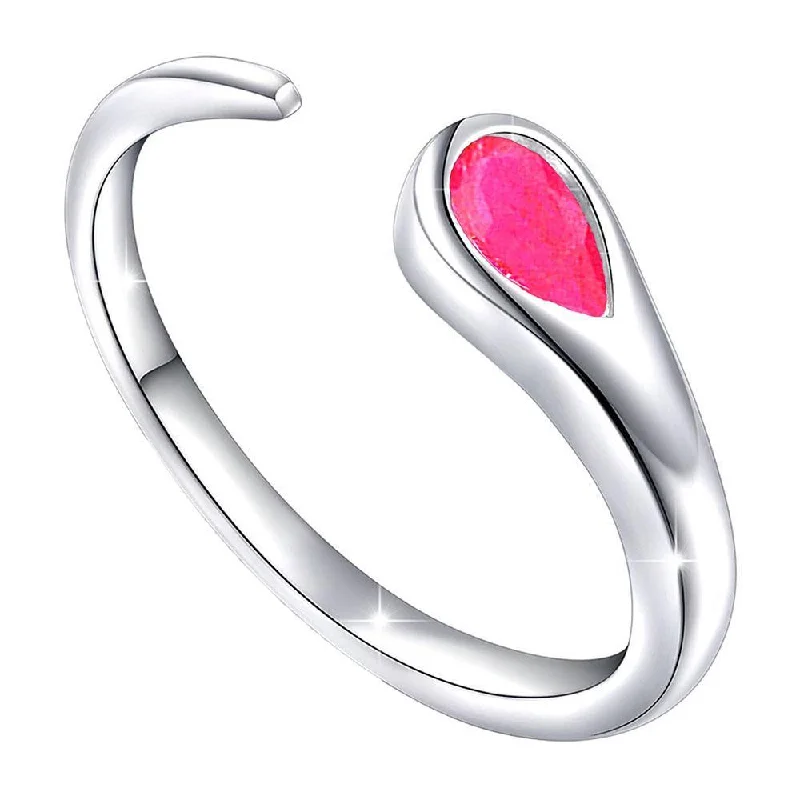 Women’s infinity rings-Mahi Glorious Solitaire Pink Ruby Open Wrap Adjustable Finger Ring