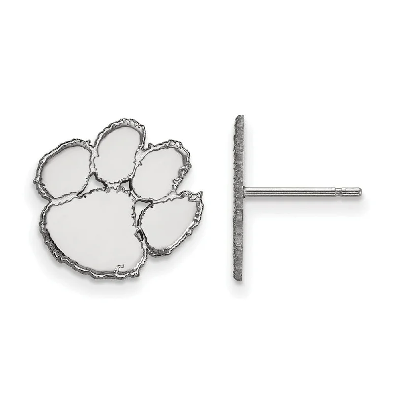 Women’s animal print earrings-10k White Gold Clemson University Small Post Earrings