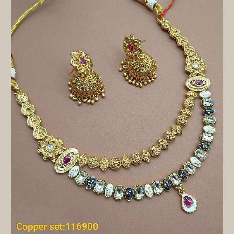 Women’s angel wing necklaces-Padmawati Bangles Copper Gold Plated Necklace Set