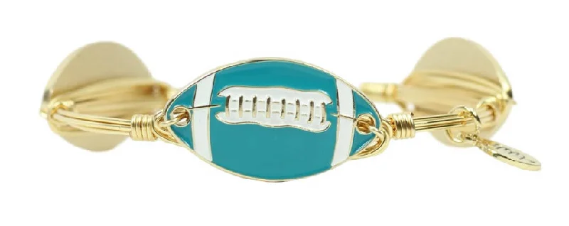 Women’s statement bracelets-The Football Bangle Bracelet - Teal