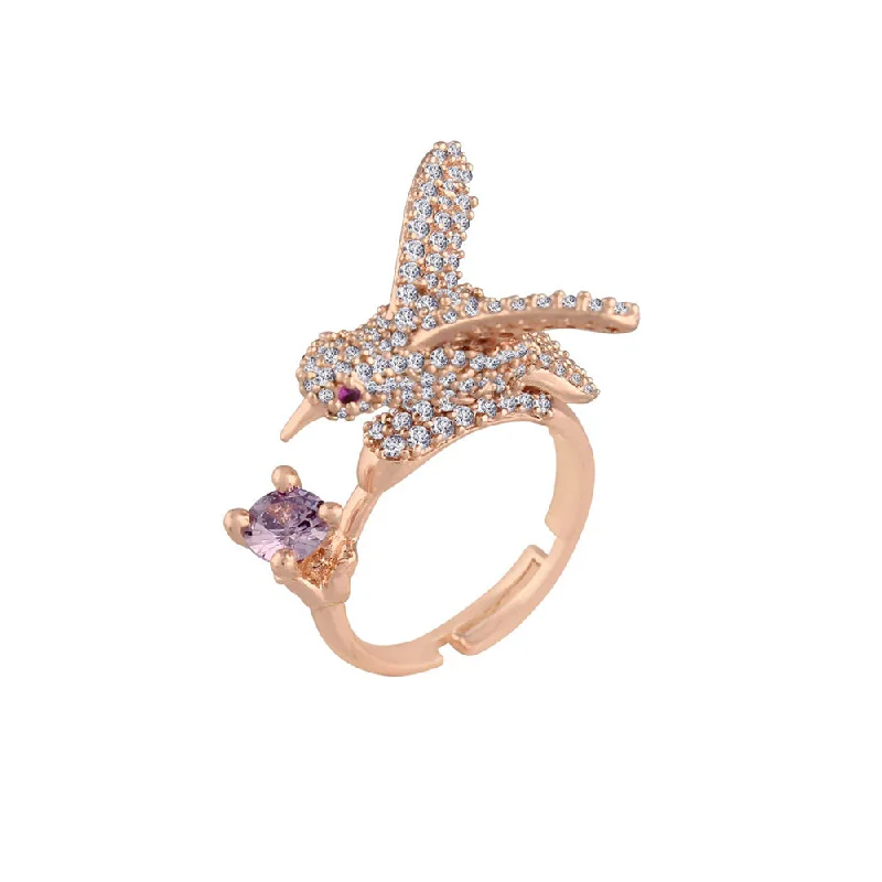 Women’s crystal rings-Etnico Rose Gold-Plated Adjustable Ring (Women)