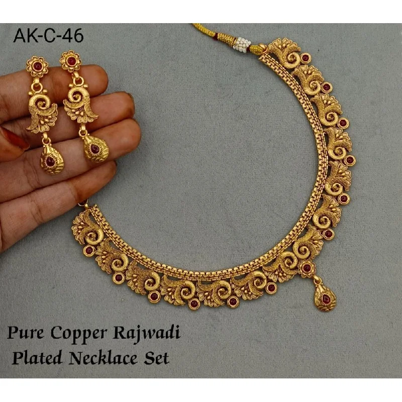 Women’s high-end necklaces-Akruti Collection Copper Plated Pota Stone Necklace Set