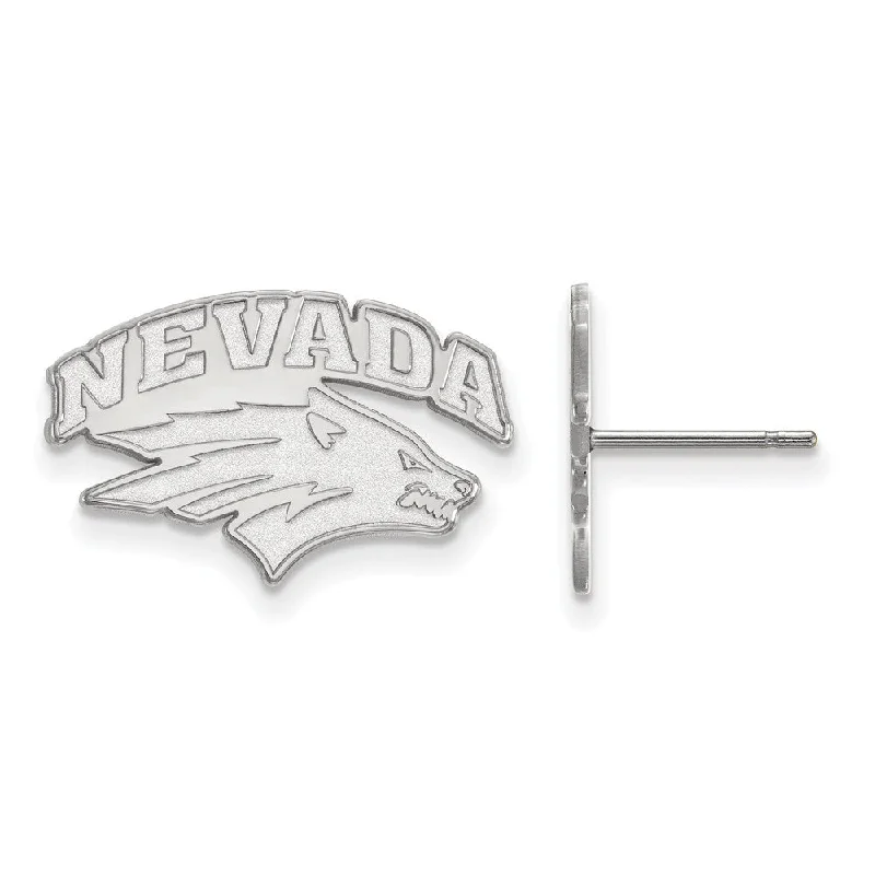 Women’s gold hoop earrings-14k White Gold University of Nevada Small Post Earrings