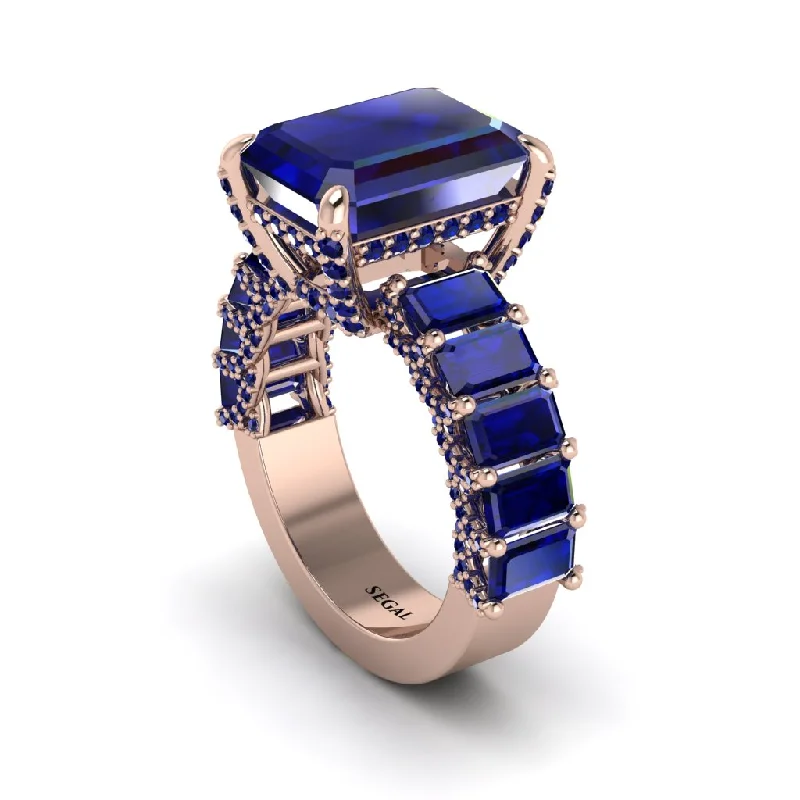 Women’s solitaire engagement rings-Luxury Emerald Cut Sapphire Engagement Ring - Nadia No. 74