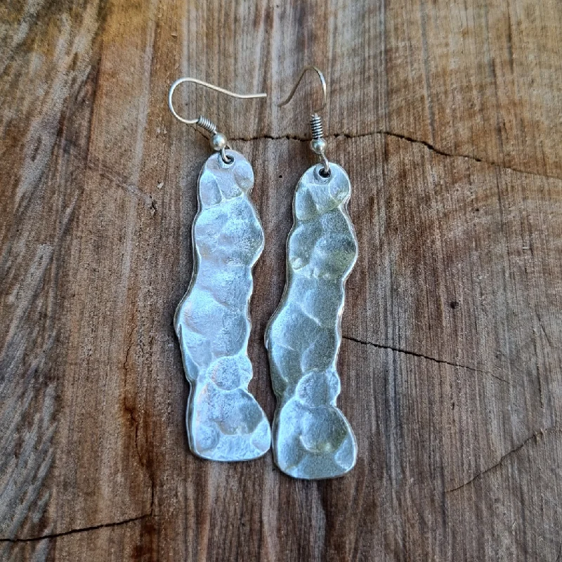 Women’s infinity earrings-Anatolian Boho Earrings - "Hammered Waterfall Drop Earrings"