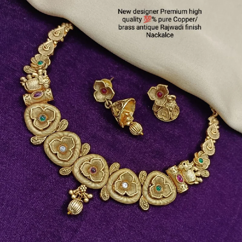 Women’s lock and key necklaces-Manisha Jewellery Gold Plated Pota Stone Necklace Set