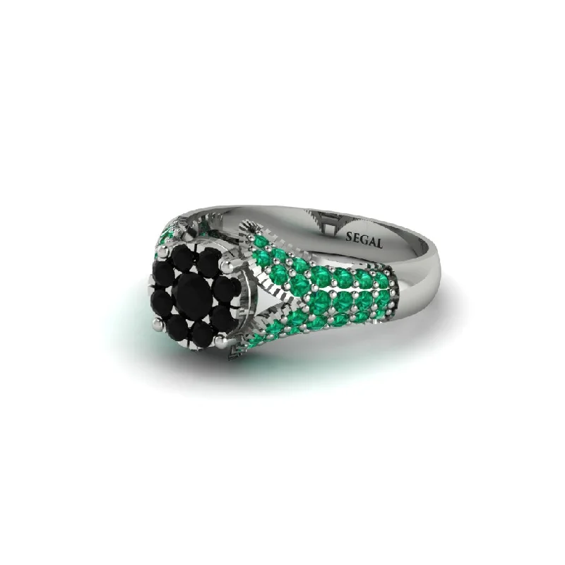 Women’s vintage-inspired engagement rings-Emerald Floral Cluster Engagement Ring  - Penelope No. 24