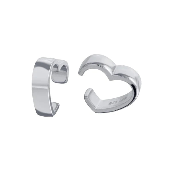 Women’s drop earrings-Sterling Silver 925 Rhodium Plated Heart Cuff Earrings