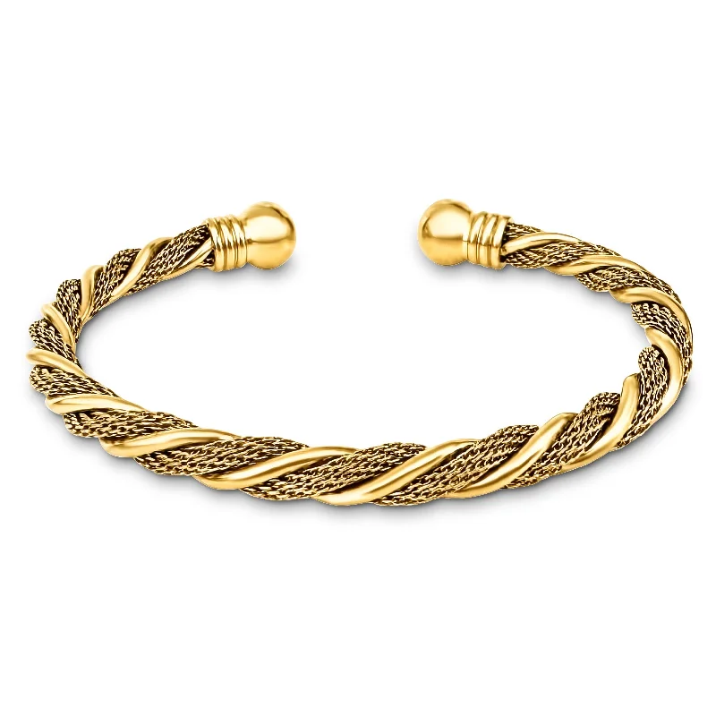 Women’s holiday bracelets-Raven Twist Mesh Cuff Bracelet