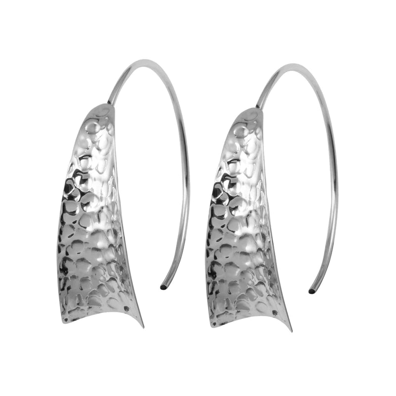 Women’s clip-on earrings-Silver 925 Rhodium Plated Dangling Semi-Hoop Earrings