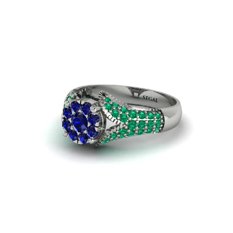 Women’s engagement rings with art deco style-Emerald Floral Cluster Engagement Ring  - Penelope No. 30