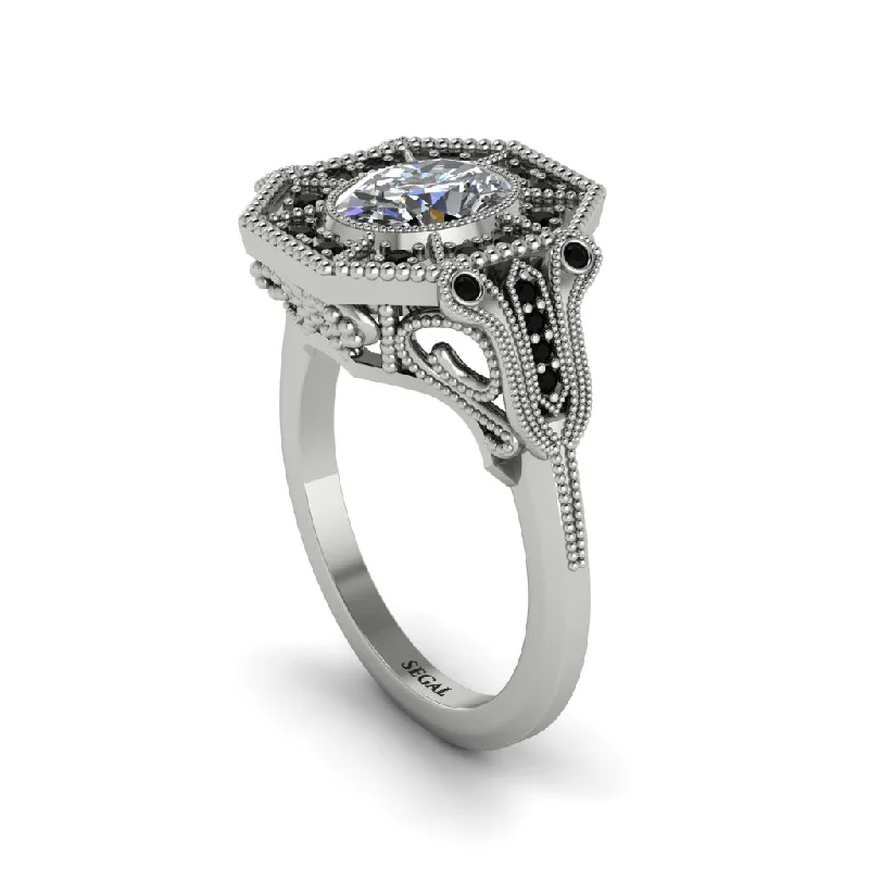 Women’s stackable engagement rings-Diamond Oval Cut Art Deco Engagement Ring - Tabitha No. 33