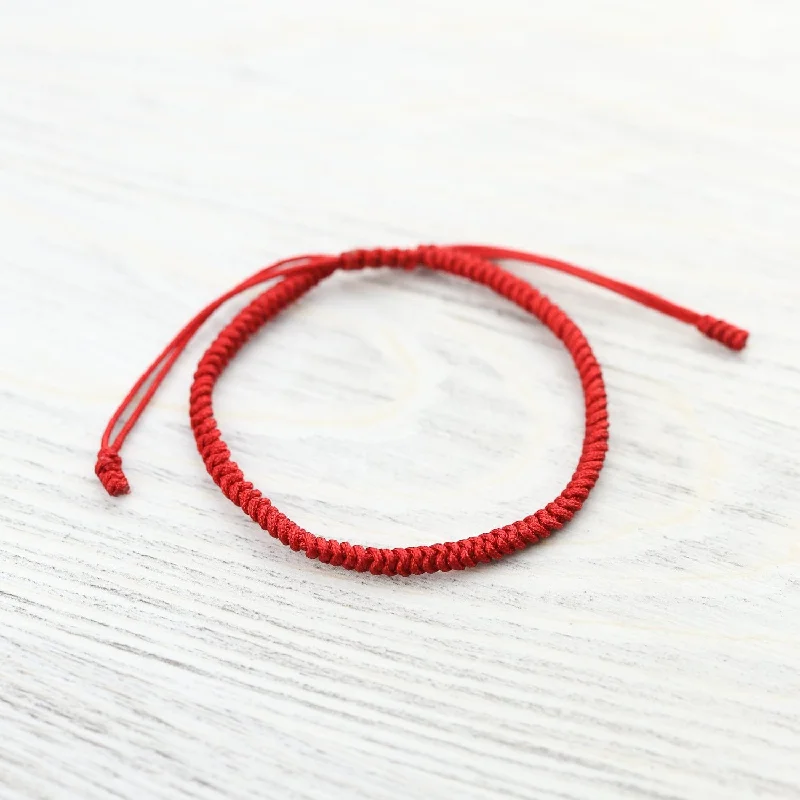 Women’s holiday bracelets-Tibetan Traditions Red Knotted Bracelet