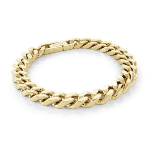 Women’s designer bracelets-Stainless Steel Yellow Gold Plated Curb Chain Men's Bracelet