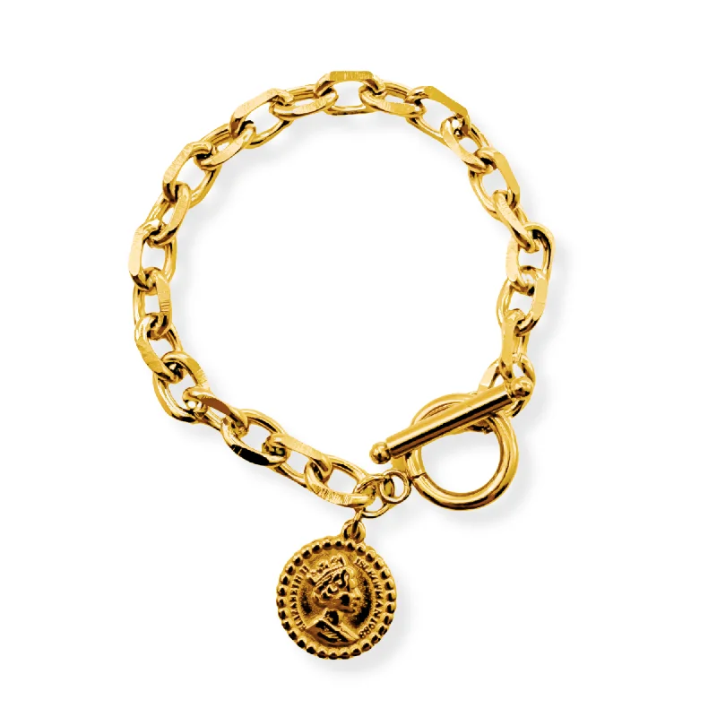 Women’s layered bracelets-Toggle Chain Coin Bracelet