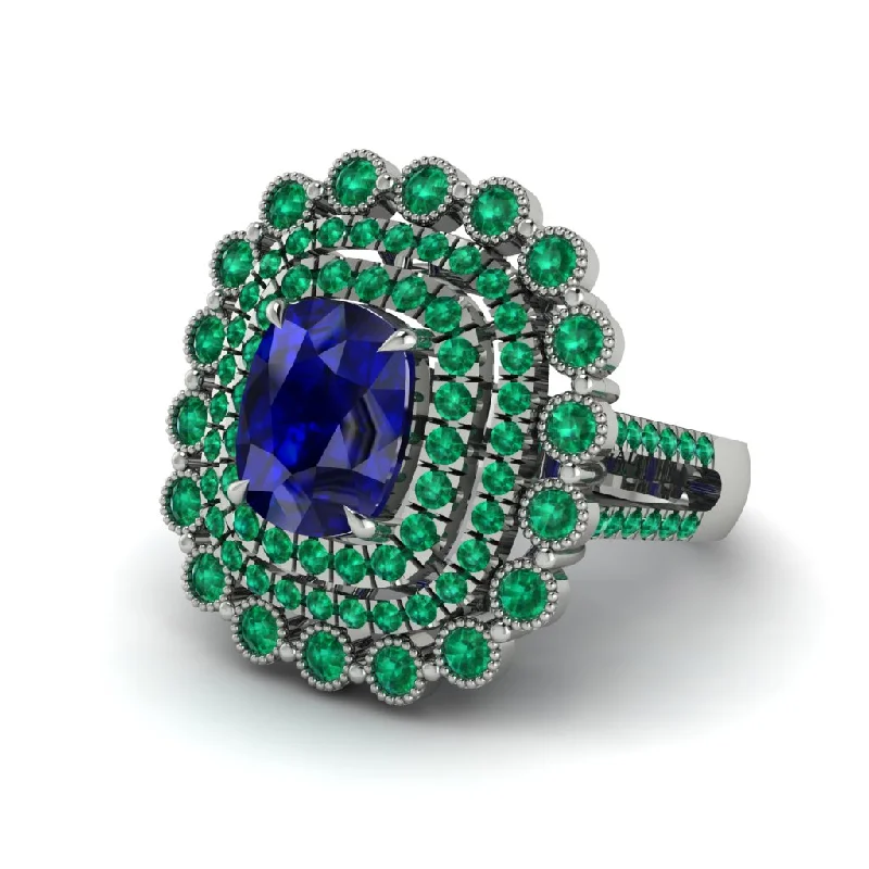 Women’s engagement rings with color-changing diamonds-Emerald Multi Halo Oval Engagement Ring - Caitlin No. 30