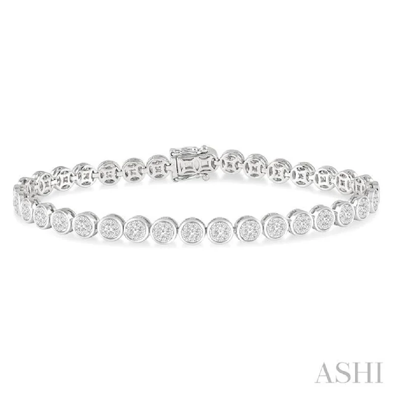 Women’s stretch bangles-14K White Gold 3.00ctw Round Diamond Tennis Bracelet