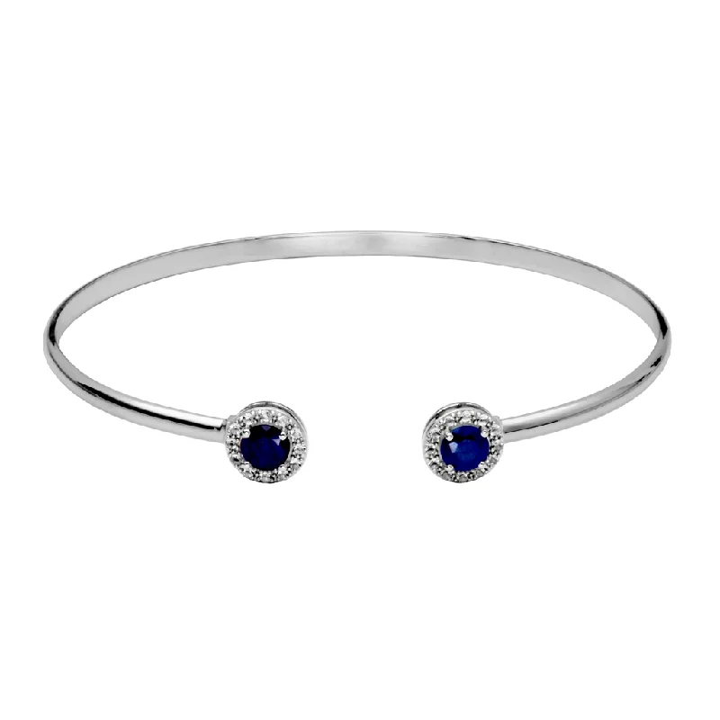 Women’s stackable bangles-Sterling Silver Dyed Blue Sapphire & White Topaz Cuff Bracelet by Samuel B.