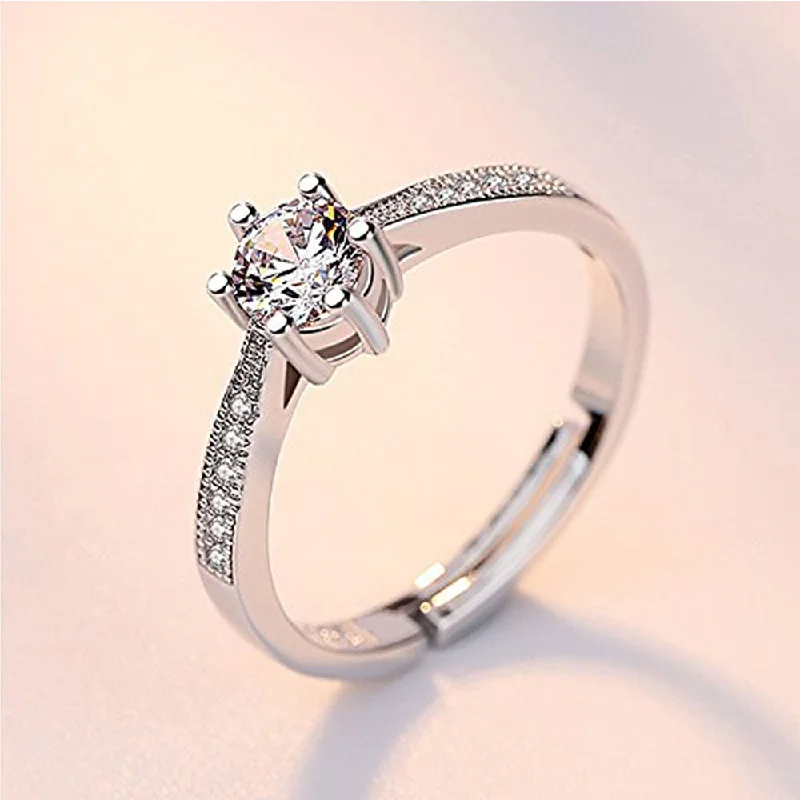 Women’s unique engagement rings-Mahi Valentine Gift Proposal Delicate and Trendy Adjustable Finger Ring with Crystal for Women (FR1103202R)