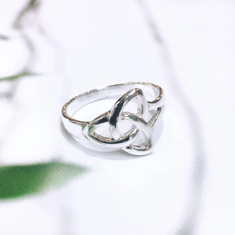 Women’s unique engagement rings-Sterling Silver Trinity Knot Ring