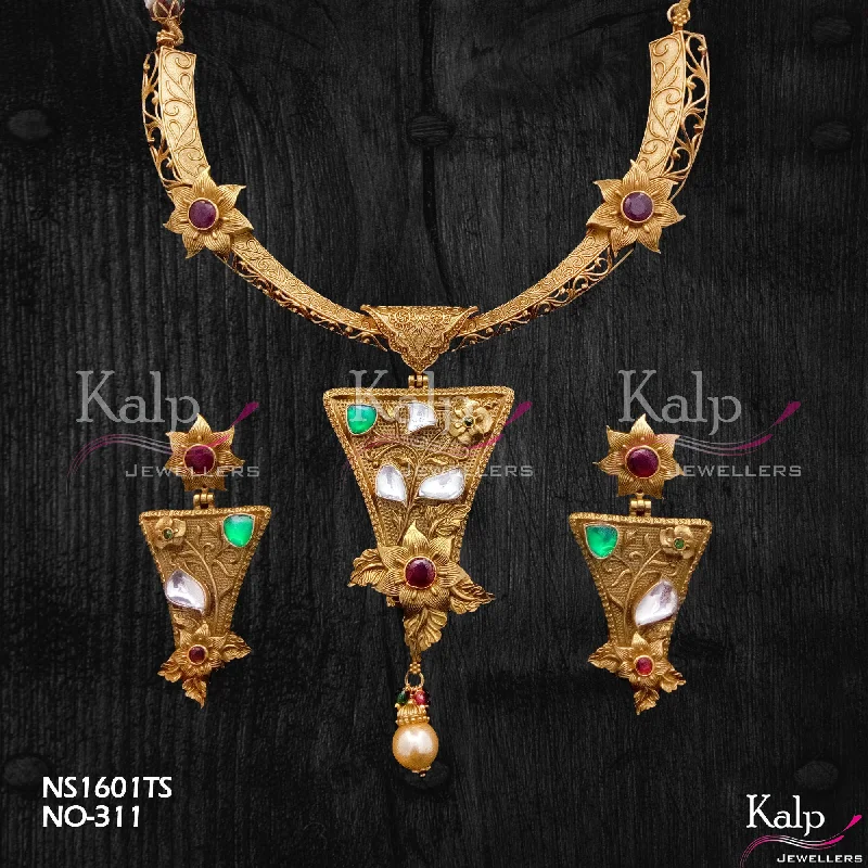 Women’s custom necklaces-Kalp Jewellers Copper Gold Plated Necklace Set