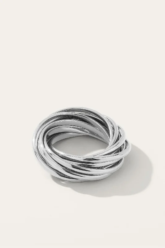 Women’s custom rings-Corda Doppio Silver Ring