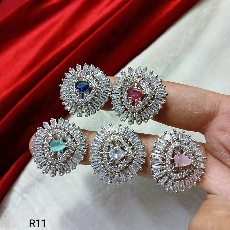 Women’s designer rings-Manisha Jewellery Silver Plated AD Stone Rings