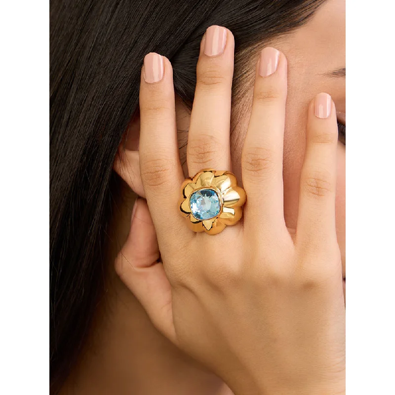 Women’s promise rings-Isharya Aqua Mood Statement in 18Kt Gold Plated Ring