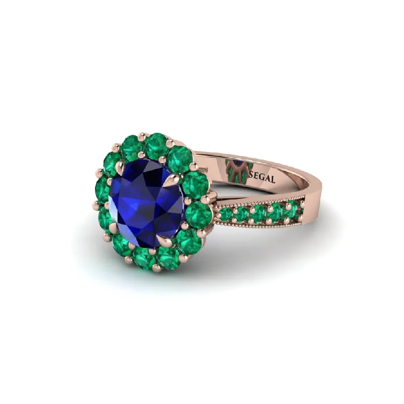 Women’s engagement rings with vintage style-Emerald Round Halo Engagement Ring - Unity No. 29