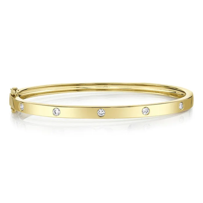 Women’s vintage bangles-14K Yellow Gold 0.38ctw Diamond Station Bangle Bracelet by Shy Creation