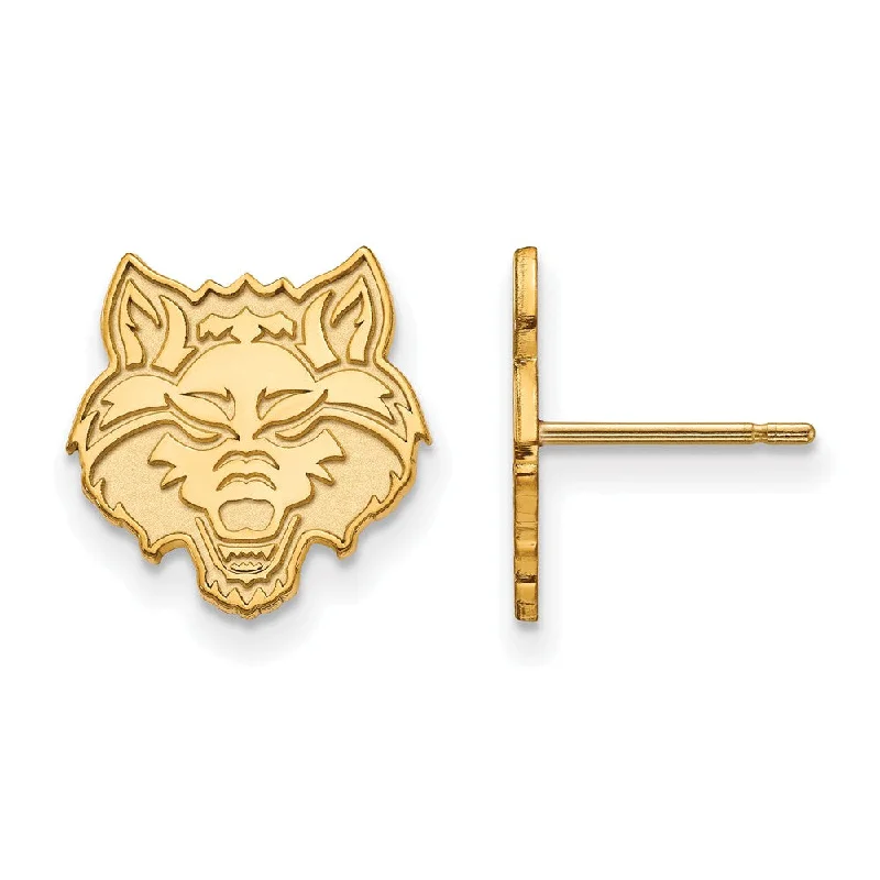 Women’s oversized earrings-14k Gold Plated Silver Arkansas State University Post Earrings