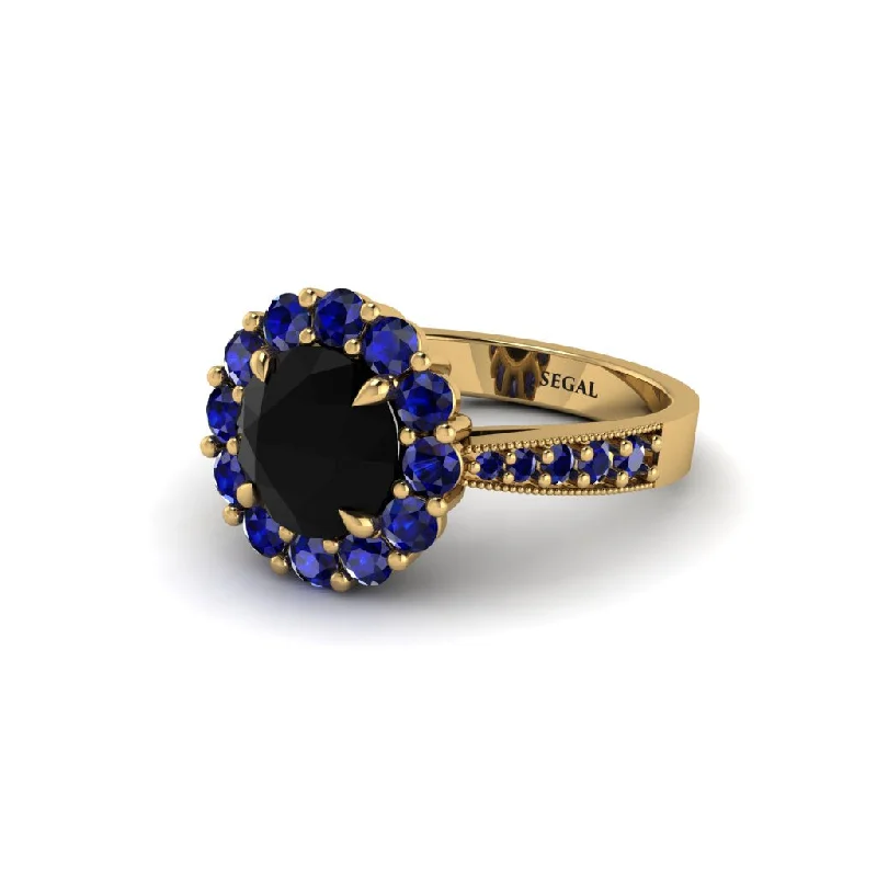 Women’s engagement rings with colored stones-Sapphire Round Halo Engagement Ring - Unity No. 67