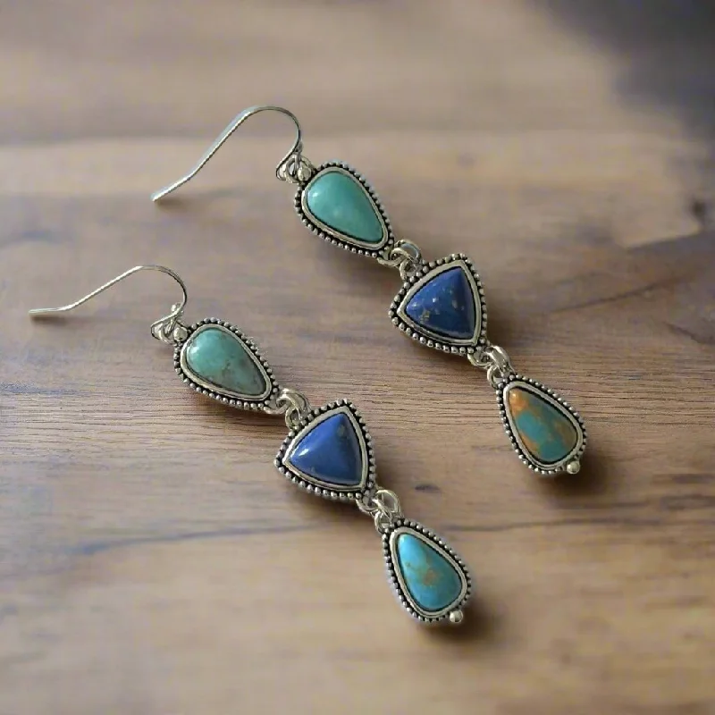 Women’s gemstone earrings-Talulah Boho Turquoise Stone Earrings