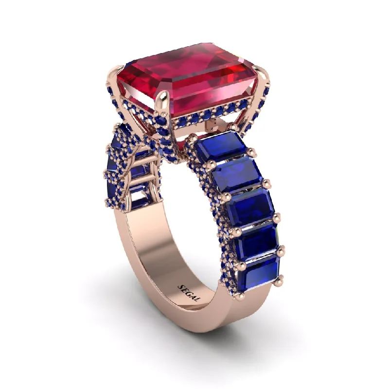 Women’s vintage engagement rings-Luxury Emerald Cut Ruby Engagement Ring - Nadia No. 71