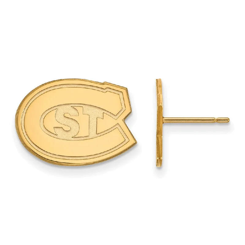 Women’s gemstone stud earrings-14k Gold Plated Silver St. Cloud State Small Post Earrings