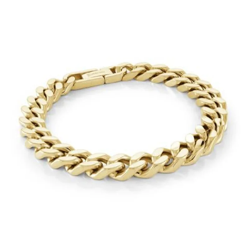 Women’s color-blocked bracelets-Stainless Steel IP Yellow Gold 9.4mm Curb Link Men's Bracelet