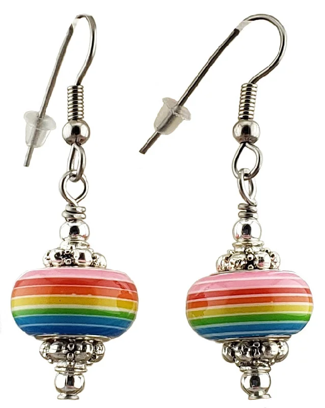 Women’s gemstone stud earrings-Rainbow Striped Earrings