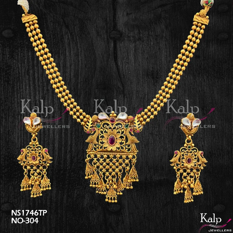 Women’s statement chain necklaces-Kalp Jewellers Copper Gold Plated Necklace Set