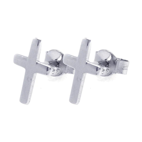 Women’s abstract earrings-Silver 925 Rhodium Plated Cross Stud Earrings