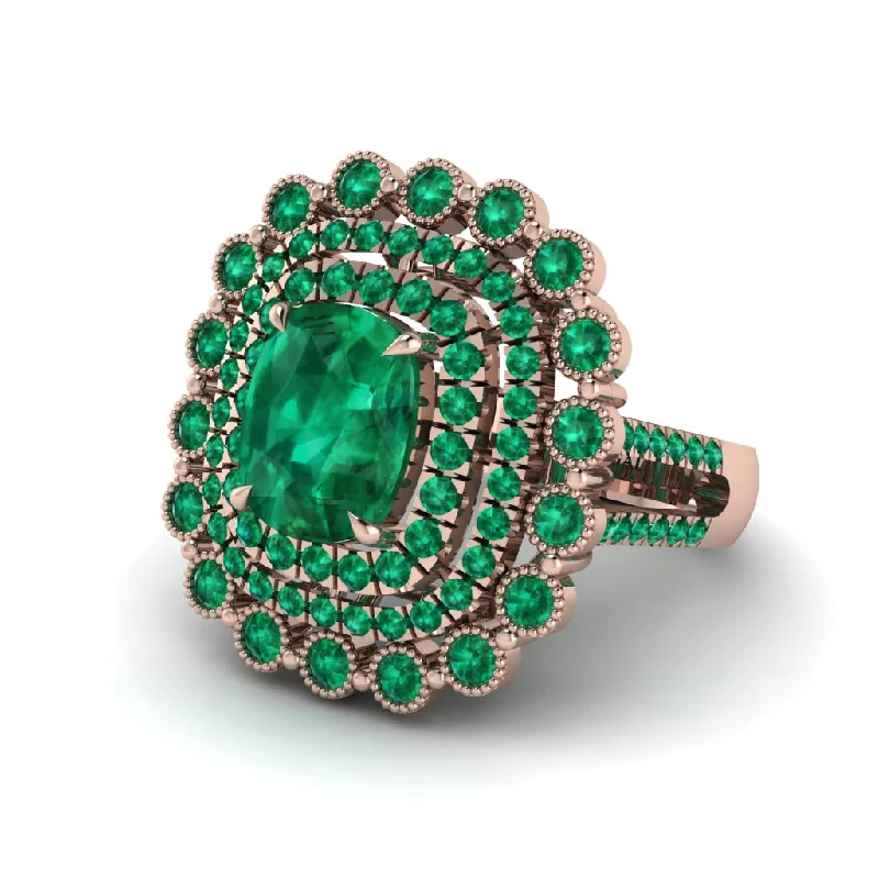 Women’s simple engagement rings-Emerald Multi Halo Oval Engagement Ring - Caitlin No. 20