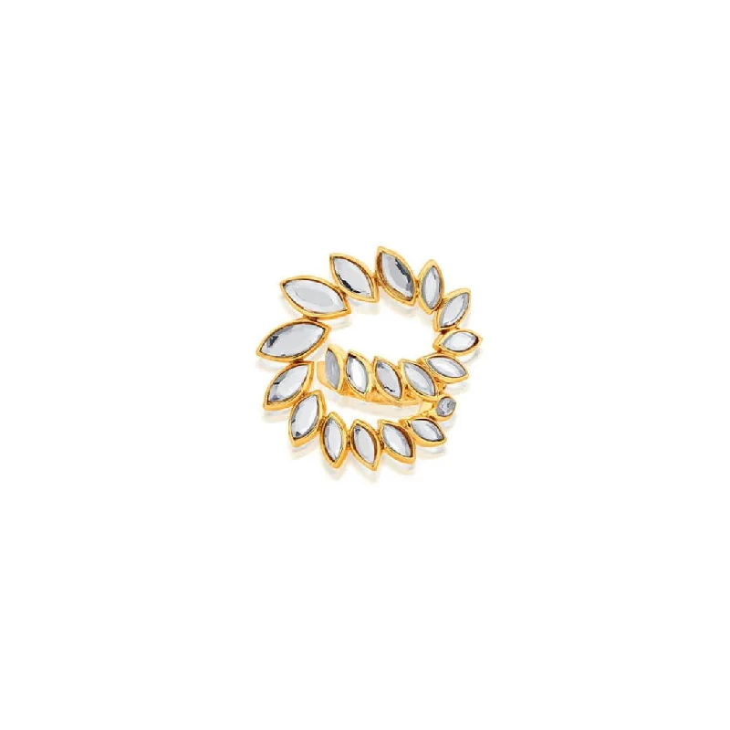 Women’s solitaire rings-Marquise Mirror Swirl Statement Ring