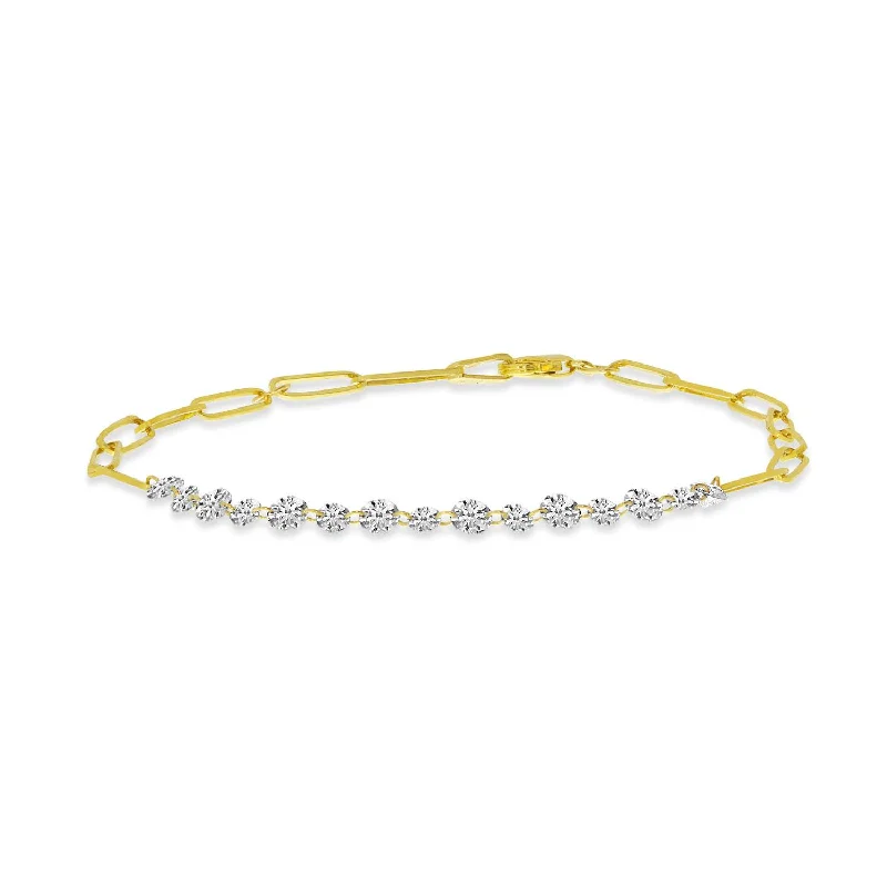 Women’s heart bangles-14K Yellow Gold 0.99ctw Dashing Diamond Paperclip Chain Bracelet