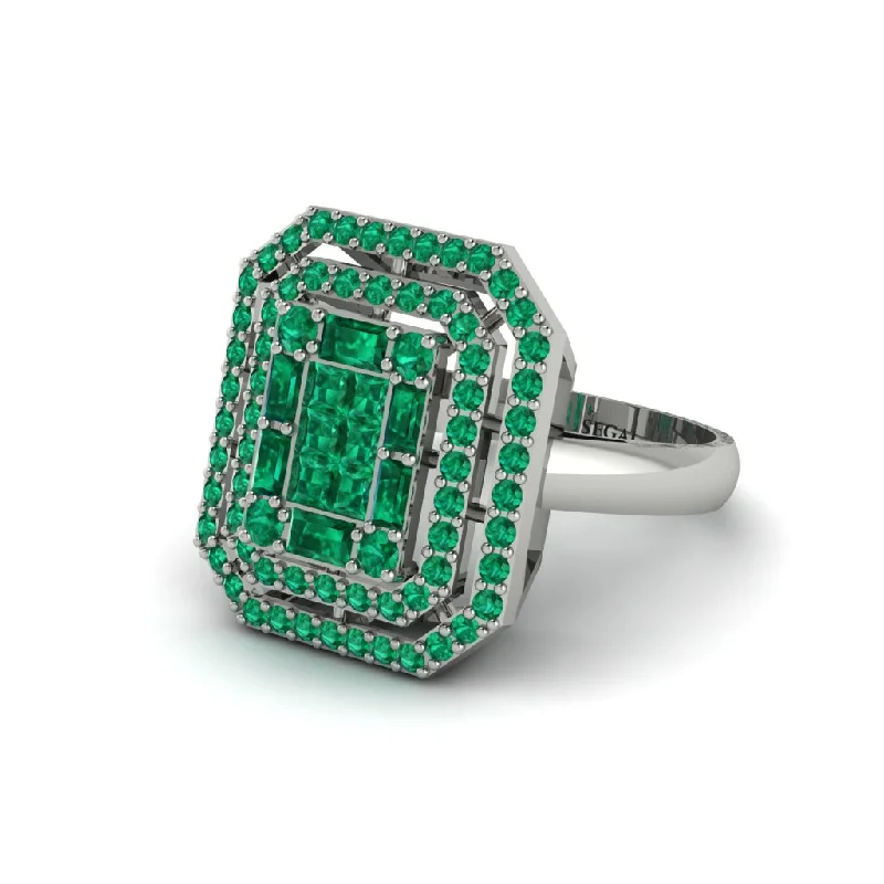 Women’s engagement rings with classic cut diamonds-Emerald Art Deco Halo Princess-Cut Engagement Ring - Cassandra No. 21