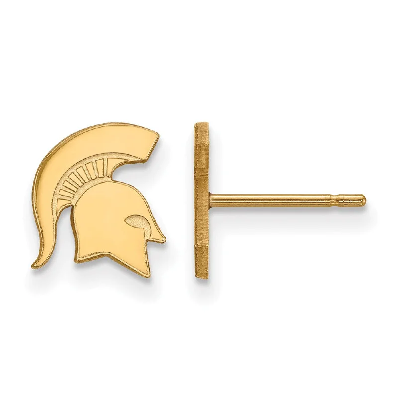 Women’s luxury earrings-14k Gold Plated Silver Michigan State University XS Tiny Post Earrings