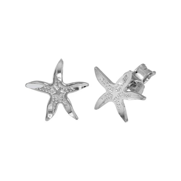 Women’s dangly earrings-Rhodium Plated 925 Sterling Silver DC Starfish Earrings