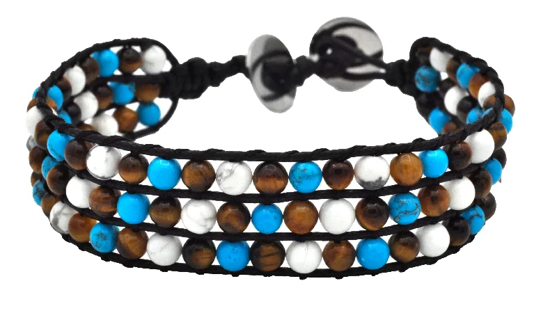 Women’s chic bangles-Mens Genuine Gemstone 2mm Braided Leather Beaded Bracelet