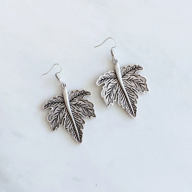 Women’s lock and key earrings-Anatolian Boho Earrings - "Tropical Leaf"