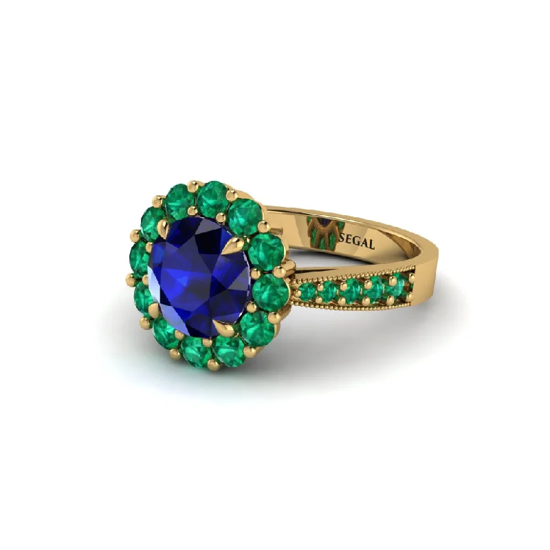 Women’s eco-friendly engagement rings-Emerald Round Halo Engagement Ring - Unity No. 28